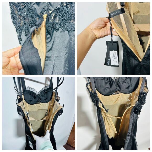 NWT $25K Versace Runway SS2023 Jenna Ortega Black Gothic Bride Dress IT 38 US 2 - Picture 9 of 11